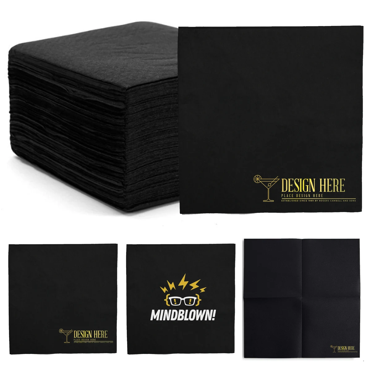Black Embossed Foil Embellished Premium Napkins 1