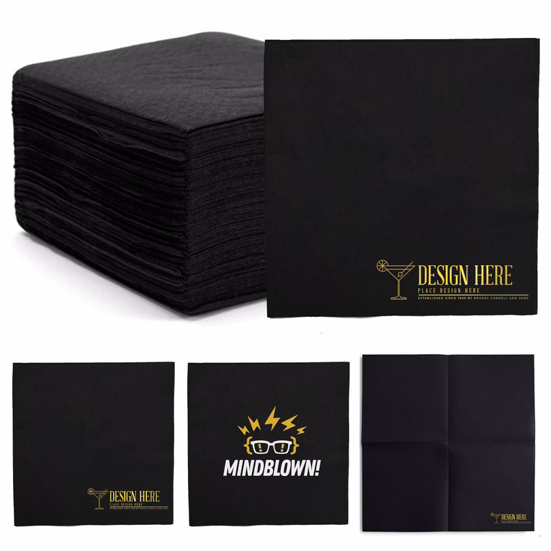 Black Embossed Foil Embellished Premium Napkins