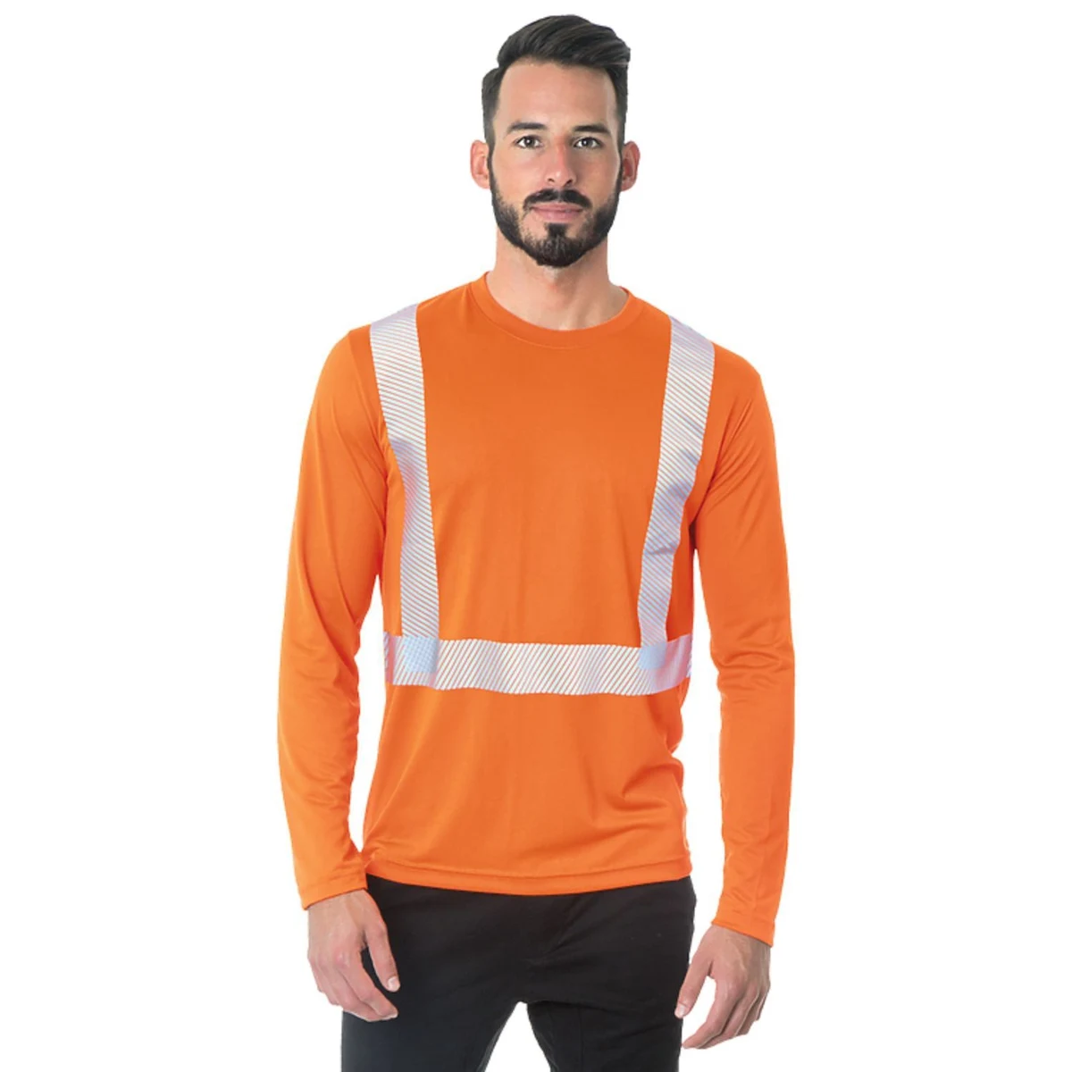 Class 2 USA-Made 100% Polyester Segmented Safety Long Sleeve T-Shirt 1