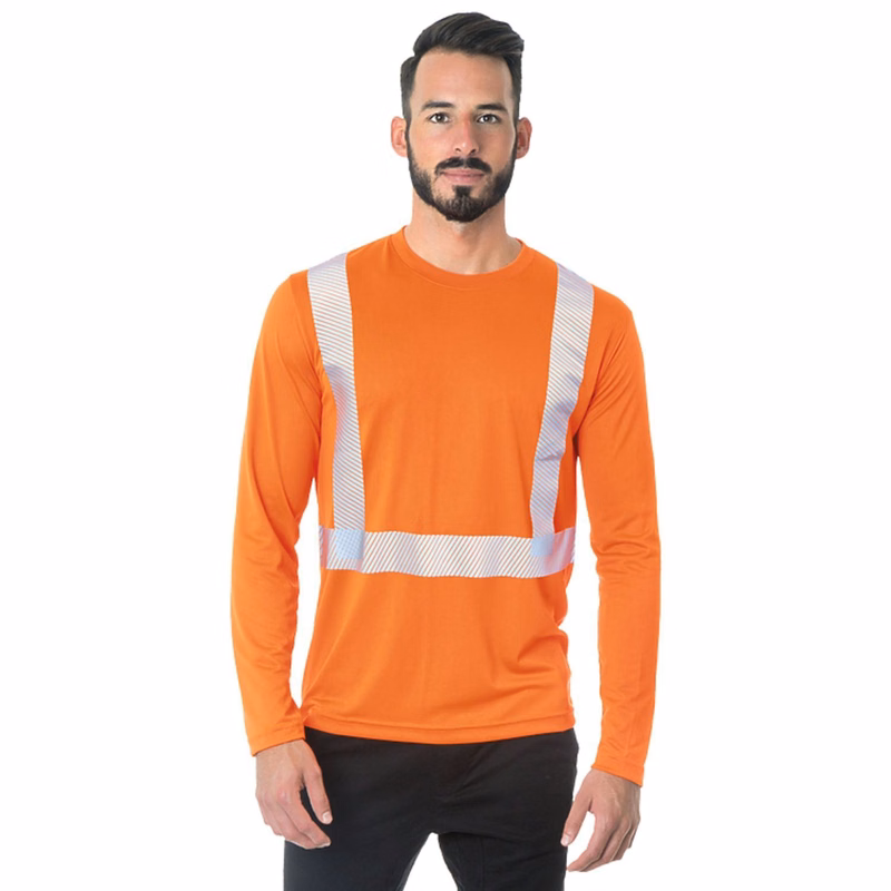 Class 2 USA-Made 100% Polyester Segmented Safety Long Sleeve T-Shirt