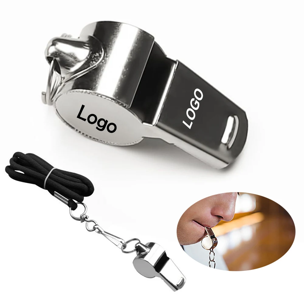 Custom Silver Stainless Metal Whistles Keychain 1