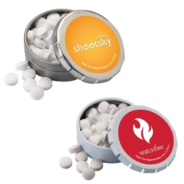 1 3/4" Small Round Push Tin with Mints 1