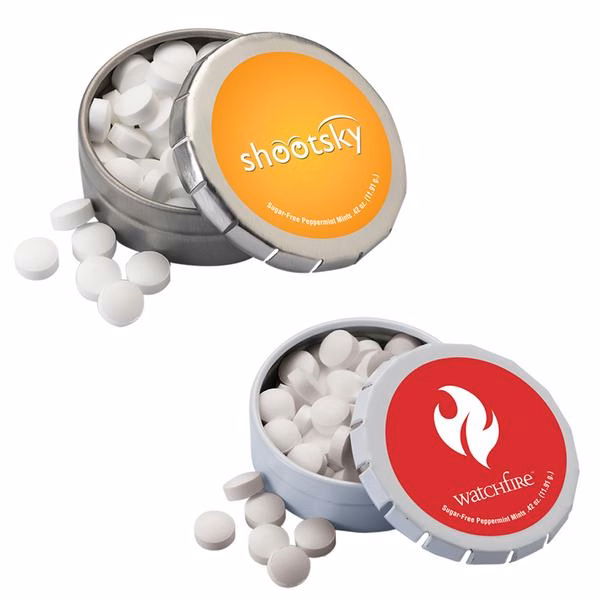 1 3/4" Small Round Push Tin with Mints