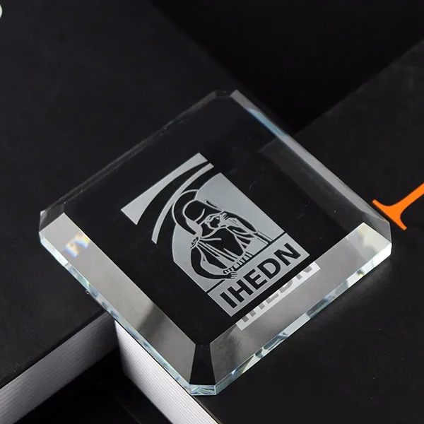 Crystal Beveled Square paperweight