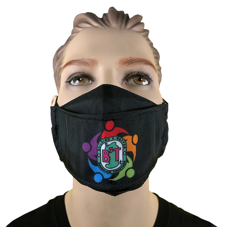 Flat Front 2-ply Mask (Dye Sub Logo), Adult Size 1
