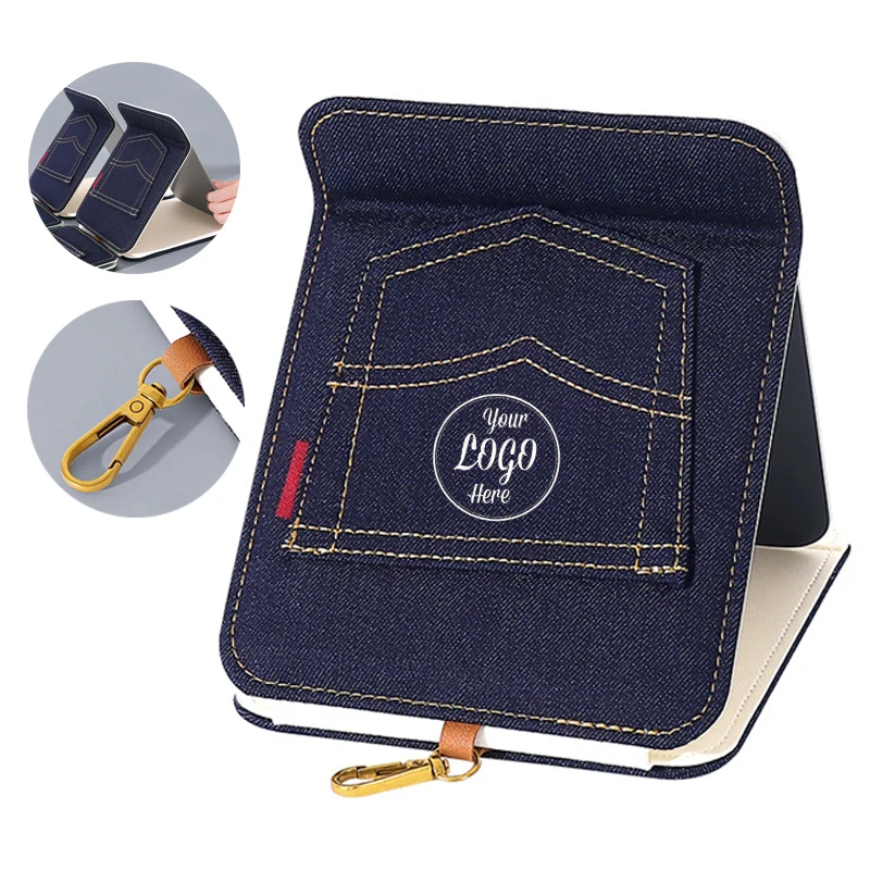 Portable Retro Folding Denim Makeup Mirror 1
