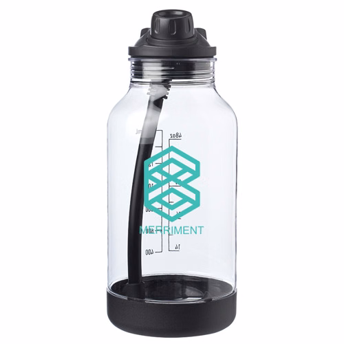 Plastic Sports Water Bottle with Sip Straw - featuring