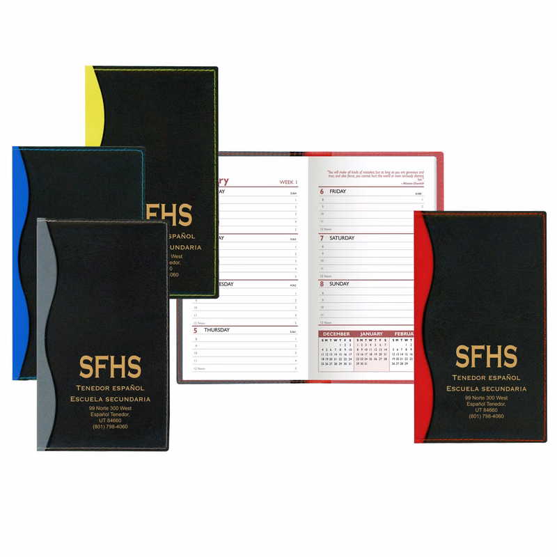 Soft Cover 2 Tone Vinyl Holland Series Weekly Planner w/ Map / 2 Color