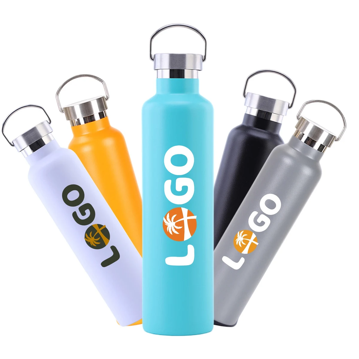 25 Oz. Double Wall Insulated Stainless Steel Canteen Water Bottle W/Handle, custom water bottle with logo imprint 1