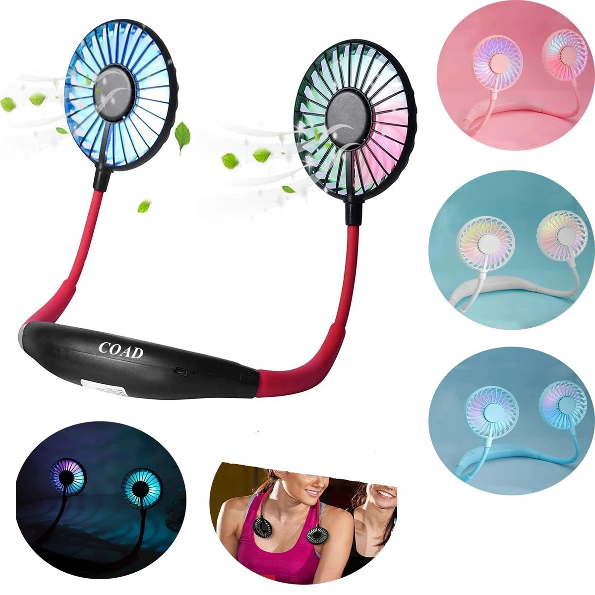 Portable Neck Fan With Led 1