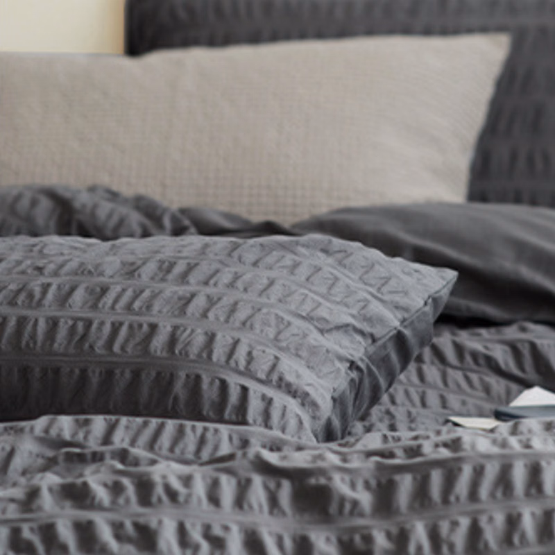 Japanese Simple Seersucker Stripe Bed 4-Piece Set
