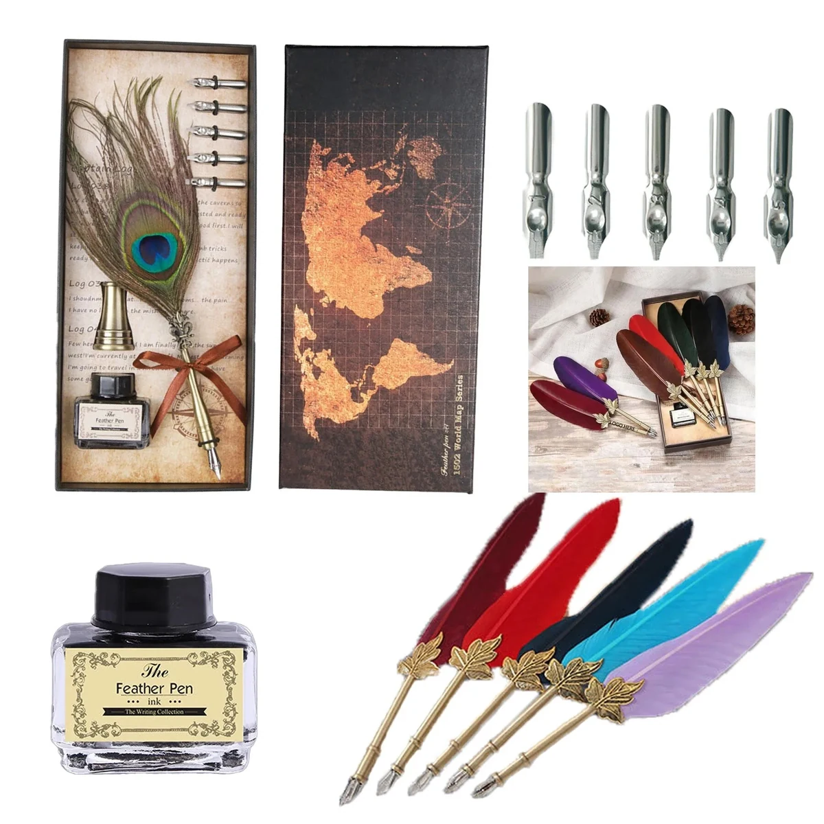 Vintage Luxury Fountain Pen with Feather 1