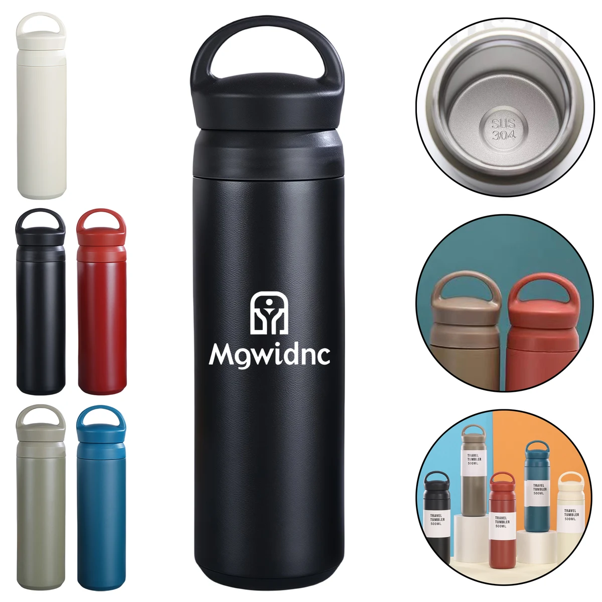 500ml Creative Japanese Style Stainless Steel Insulated Coffee Mug with Handle 1