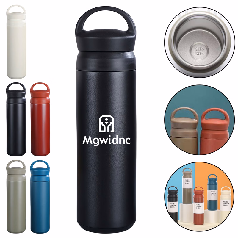 500ml Creative Japanese Style Stainless Steel Insulated Coffee Mug with Handle