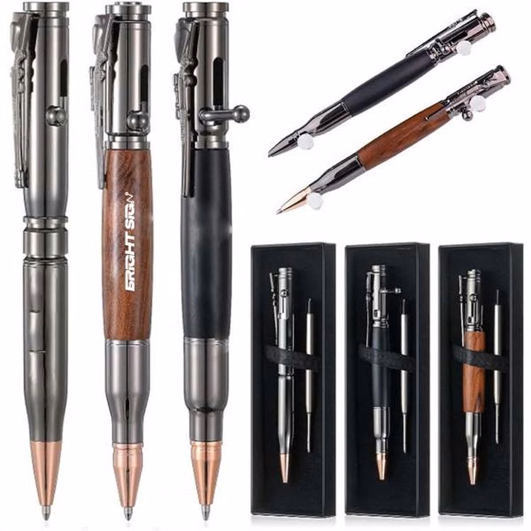 Metal & Wood Bolt Action Ballpoint Pen