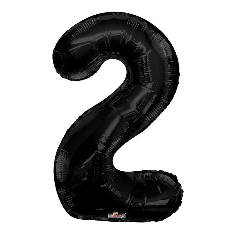 Mylar Number 2 Balloons - Black 34" 1
