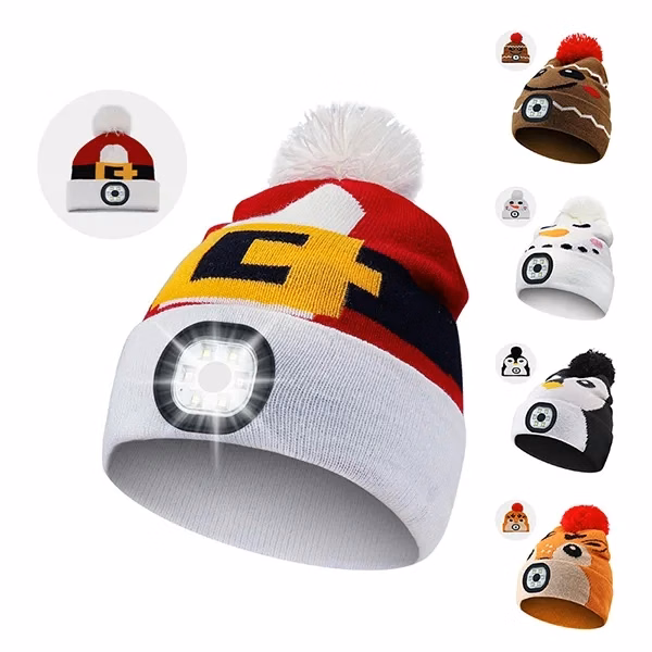 Kids Warmer Knit Beanie Hat With Light
