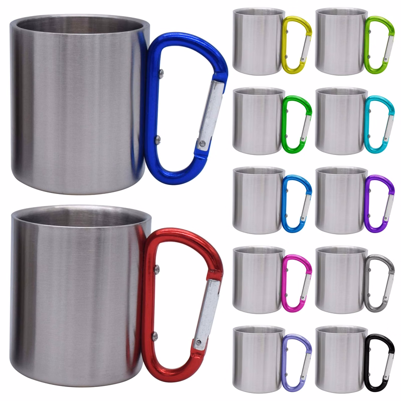 Stainless Steel Coffee Mug with Carabiner Handle