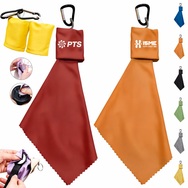 Microfiber Cleaning Cloth With Keychain Pouch