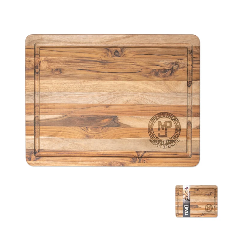 16" X 12" Teak Wood Cutting Board with Juice Groove 1