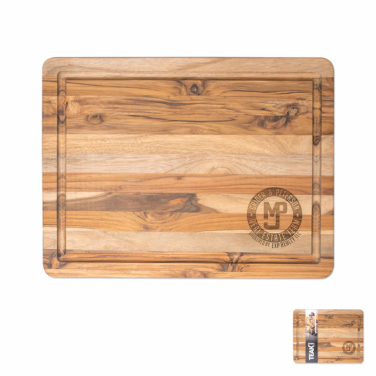 16" X 12" Teak Wood Cutting Board with Juice Groove
