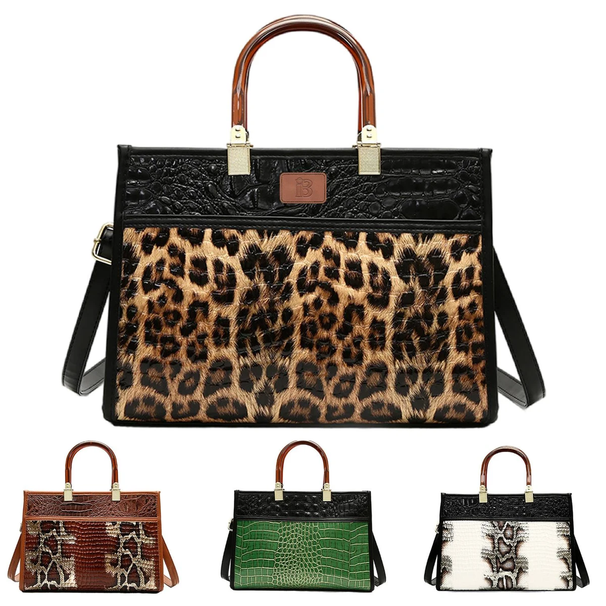 PU Leather Leopard Tote Crossbody Bag 1