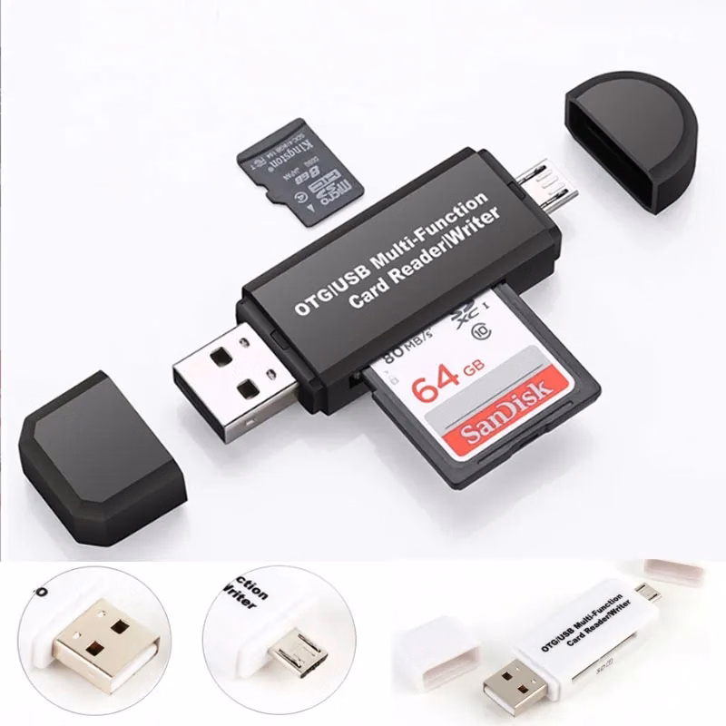 SD Card Reader High Speed USB Adapter Dual Slots Memory