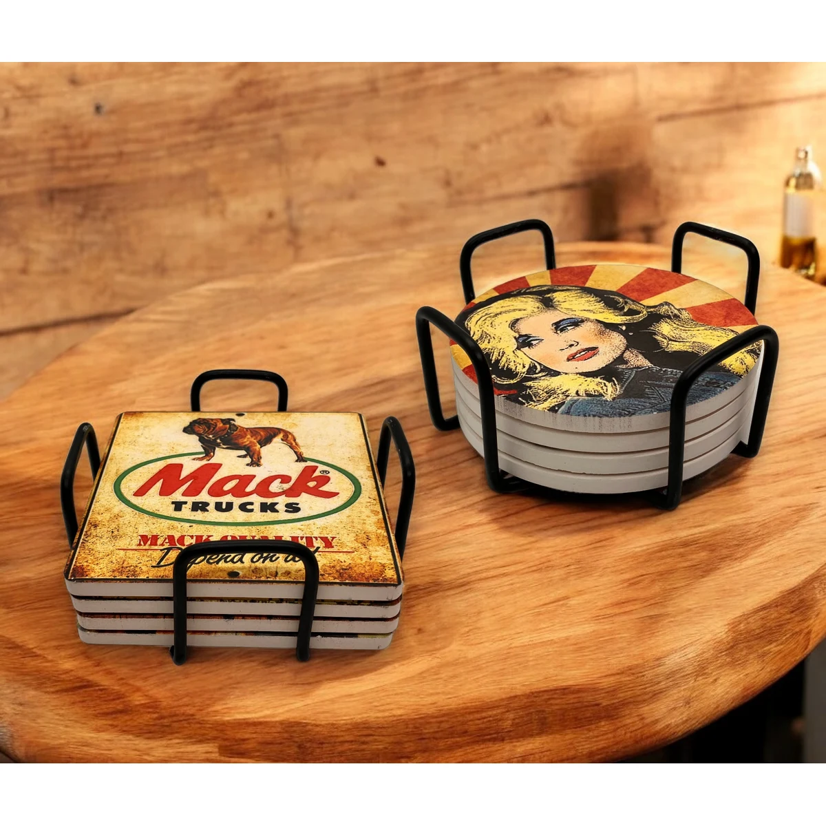 Geometric Metal 4 Coaster Holder Sets 1