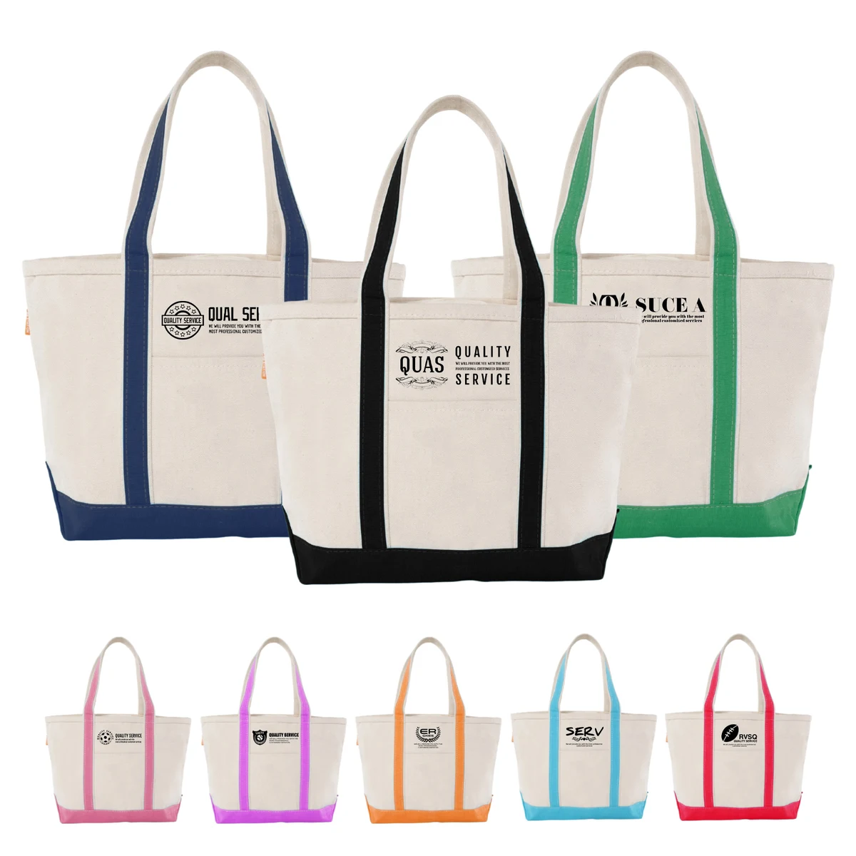 Reusable 120Z Two Tone Canvas Tote Bag With Front Pocket (16.5'' x 13'' x 3.85'') 1