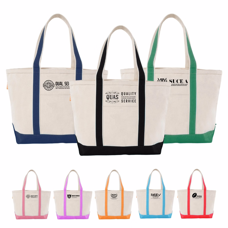 Reusable 120Z Two Tone Canvas Tote Bag With Front Pocket (16.5'' x 13'' x 3.85'')