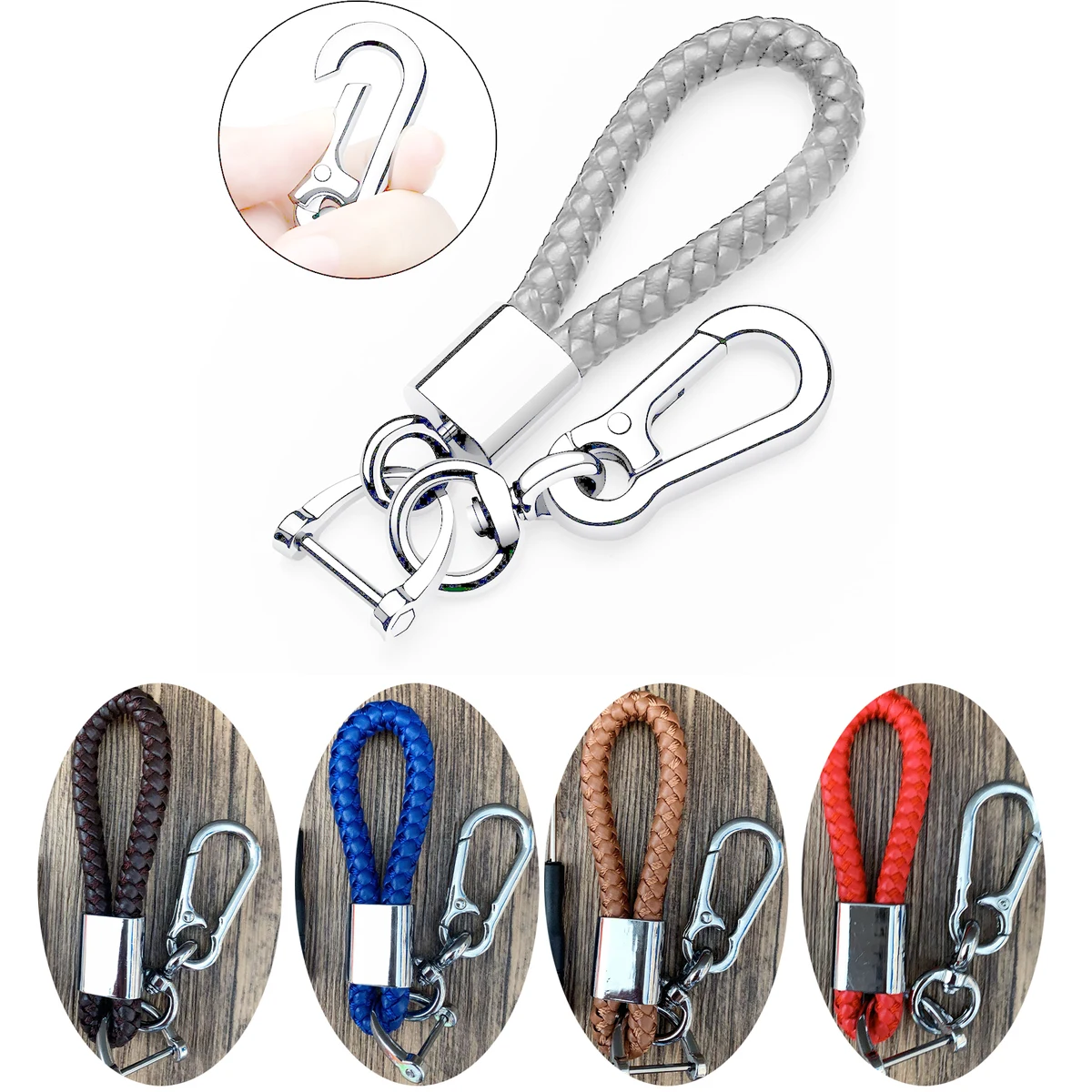 Leather weave keychain 1