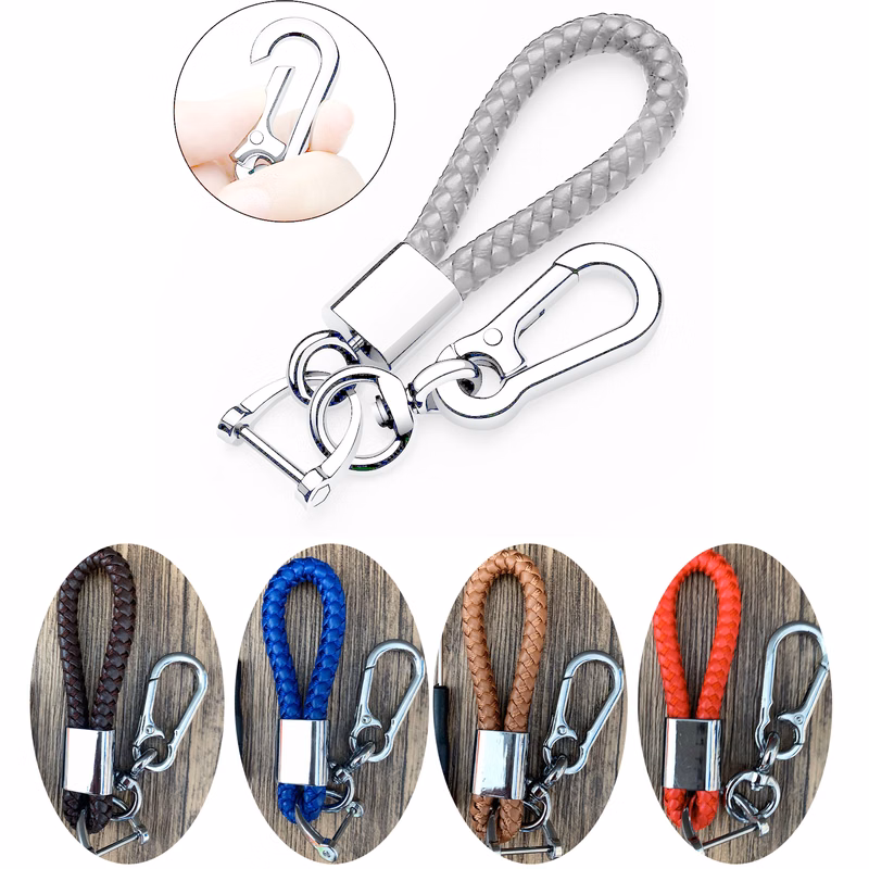 Leather weave keychain