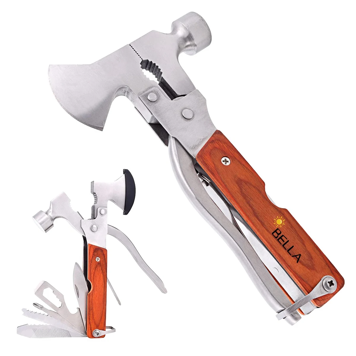 14 In 1 Multifunction Tool Portable Folding Wood Handle 1