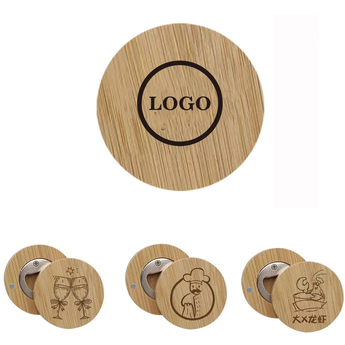 Custom Logo Bamboo Opener with Magnet 1