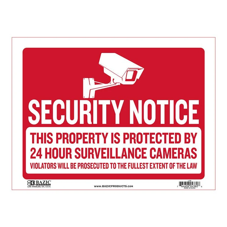 Surveillance Notice Signs - Red/White 12" x 16" 1