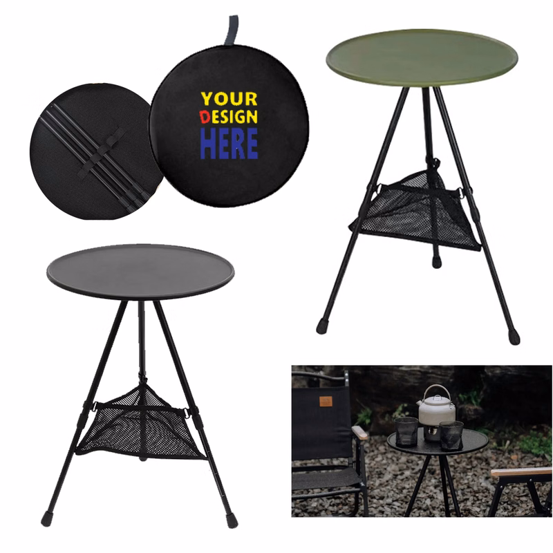 MOQ 10PCS Portable Folding Round Table With Adjustable Heigh