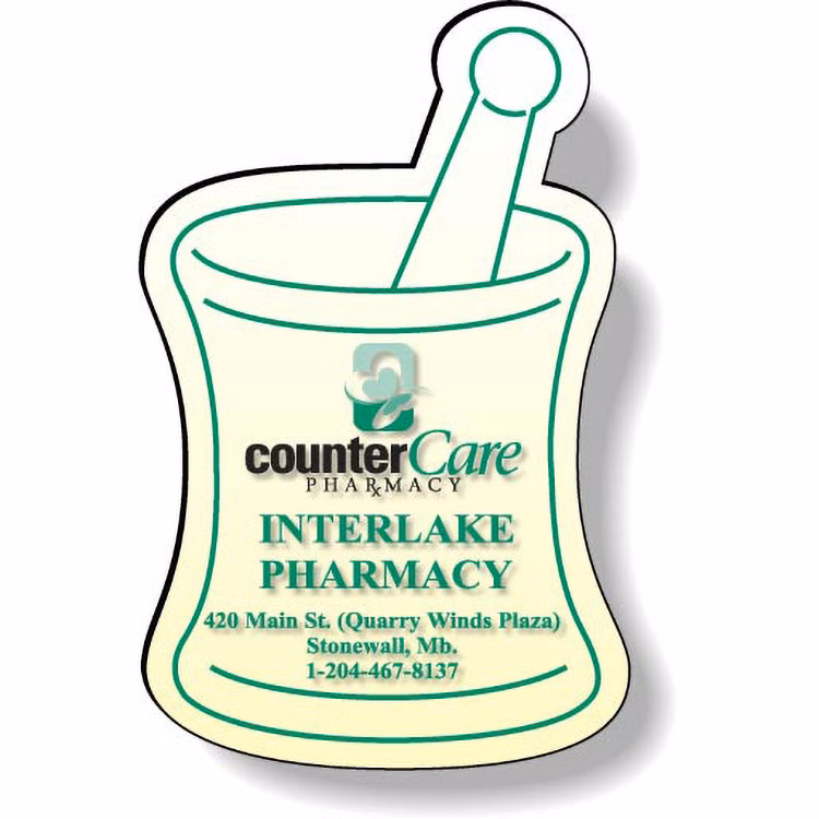 Stock Pestle & Mortar Magnet .020 (1.5" x 2.5"), Full Colour Digital, White Vinyl Topcoat