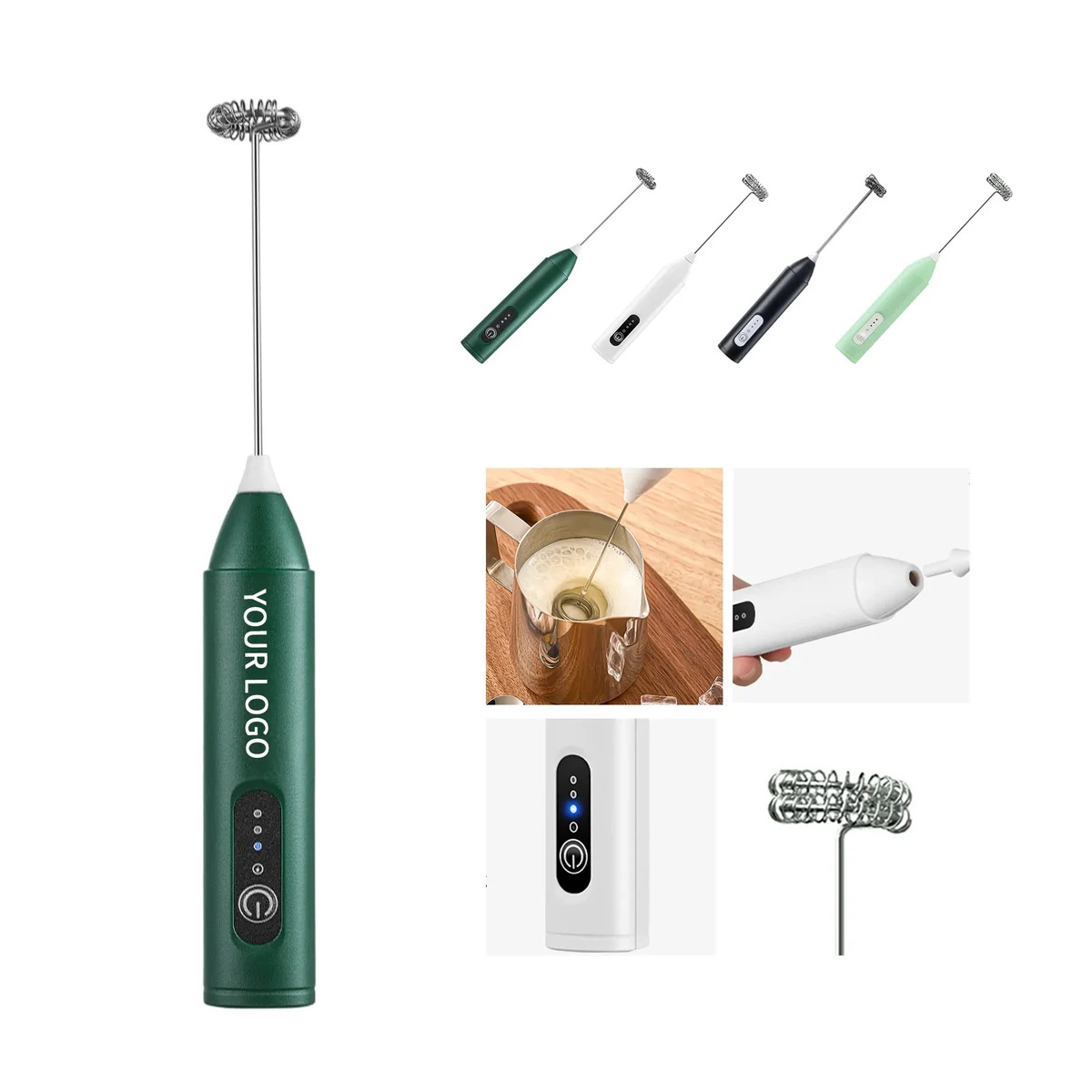 Wireless Electric Milk Frother with Dual-Spring Whisk 1