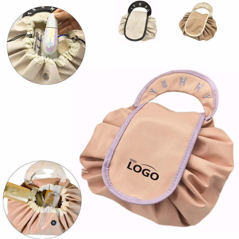 Trendy PU Lazy Drawstring Makeup Carrier