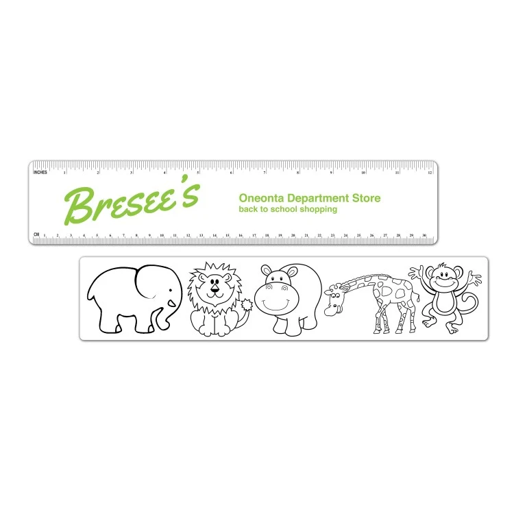 Ruler, Coloring Ruler w/ Zoo Pictures 1