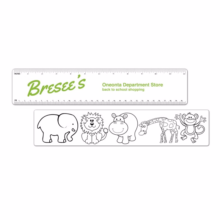 Ruler, Coloring Ruler w/ Zoo Pictures