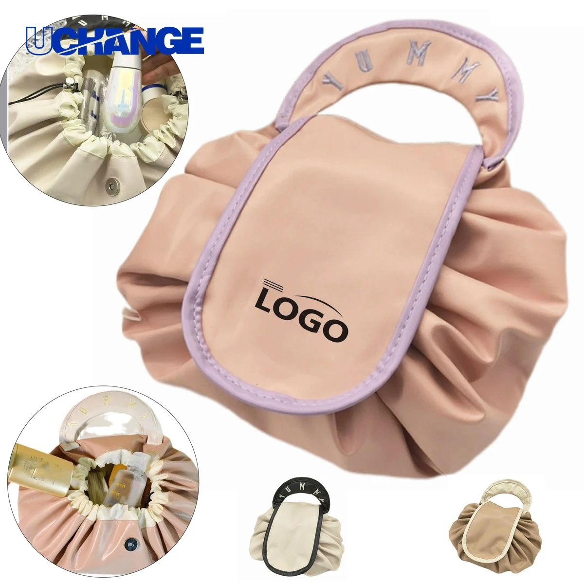 PU Lazy Drawstring Cosmetic Pouch 1