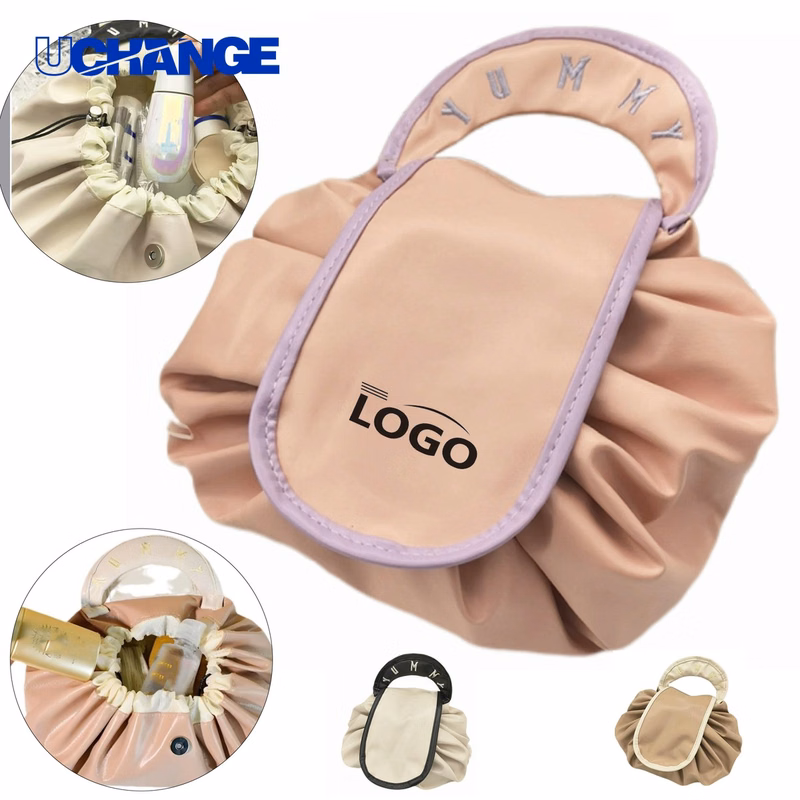 PU Lazy Drawstring Cosmetic Pouch