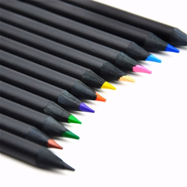 12 Colors For Drawing Black Pencils