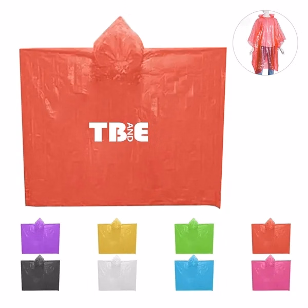 Custom Disposable Plastic Emergency Rain Poncho — One Size Waterproof Jacket