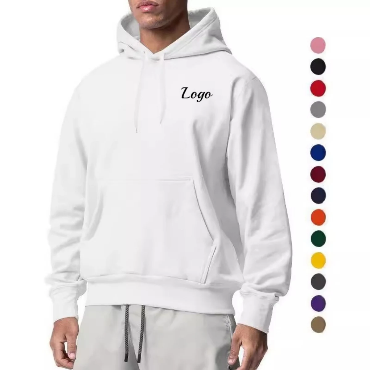 Man Casual Hoodie With Pockets, custom hoodie or sweatshirt with logo imprint 1