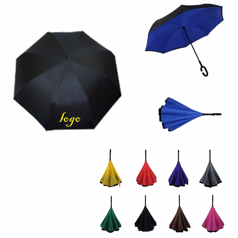 MOQ20 8 Rib C Handle Double Layer Inverted Umbrella