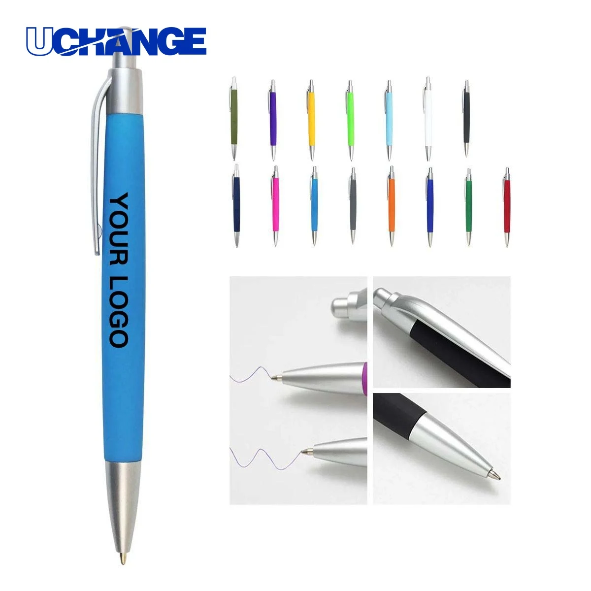 Soft-Grip Plastic Ballpoint Pen, custom pen with logo imprint 1
