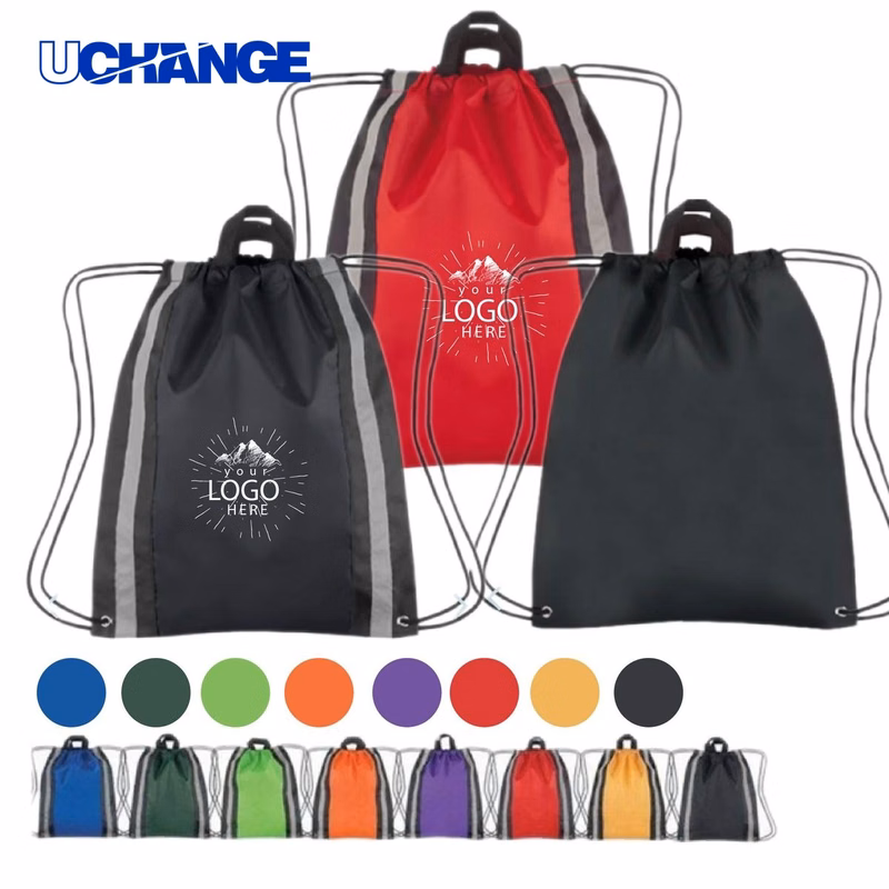 Reflective Drawstring Backpack Tote