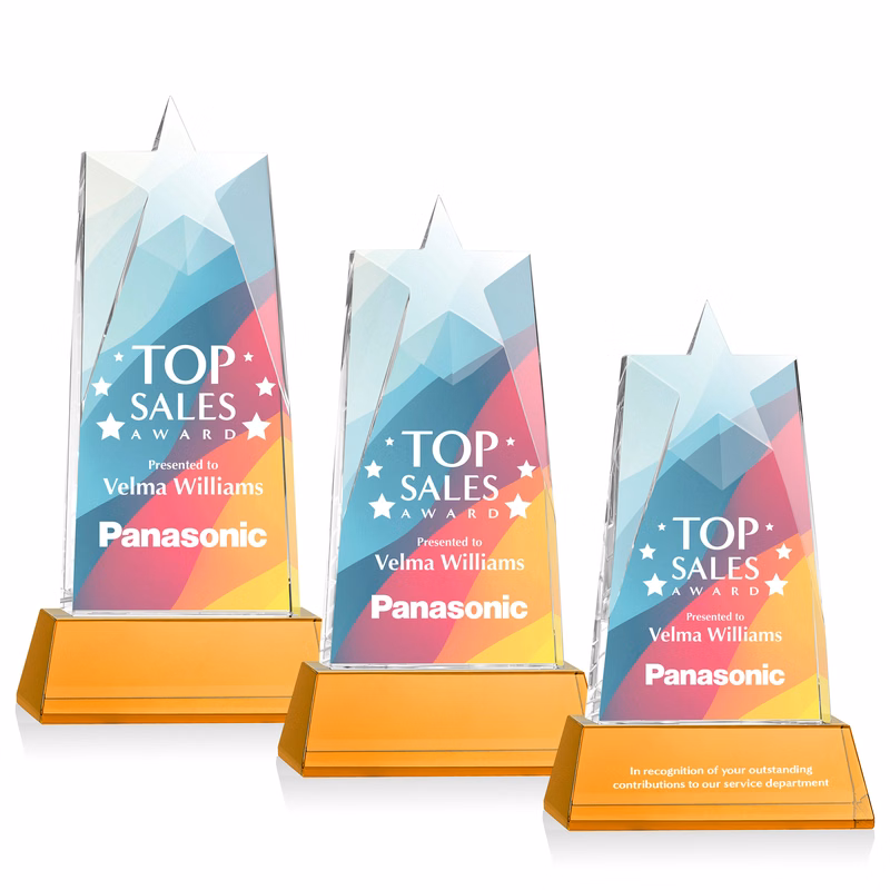 Millington Star VividPrint™ Award on Base - Amber